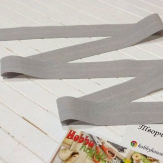 Бейка-резинка матовая светло-серая 2 см арт 0248