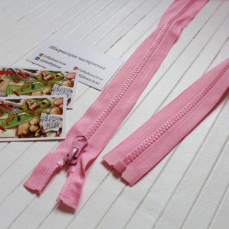 Молния трактор розовая бегунок петелька 80 см арт 0294