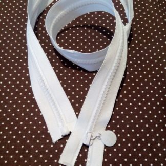 Молния трактор 80 см белая с круглым пуллером арт 0299