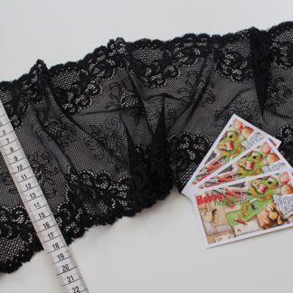 Кружево стрейч черное 18 см арт 0467