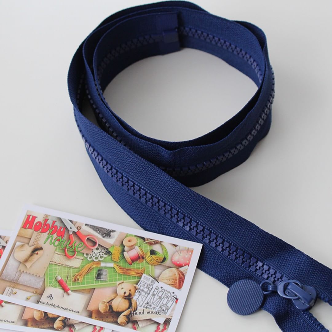 Молния трактор 80 см темно-синяя с круглым пуллером арт 0854