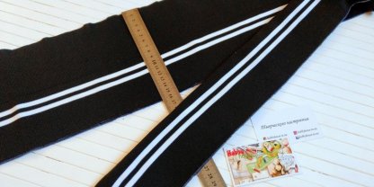 Манжет (подвяз) акриловый черный с белыми полосками 16х153 см арт 0811 - Зображення 2