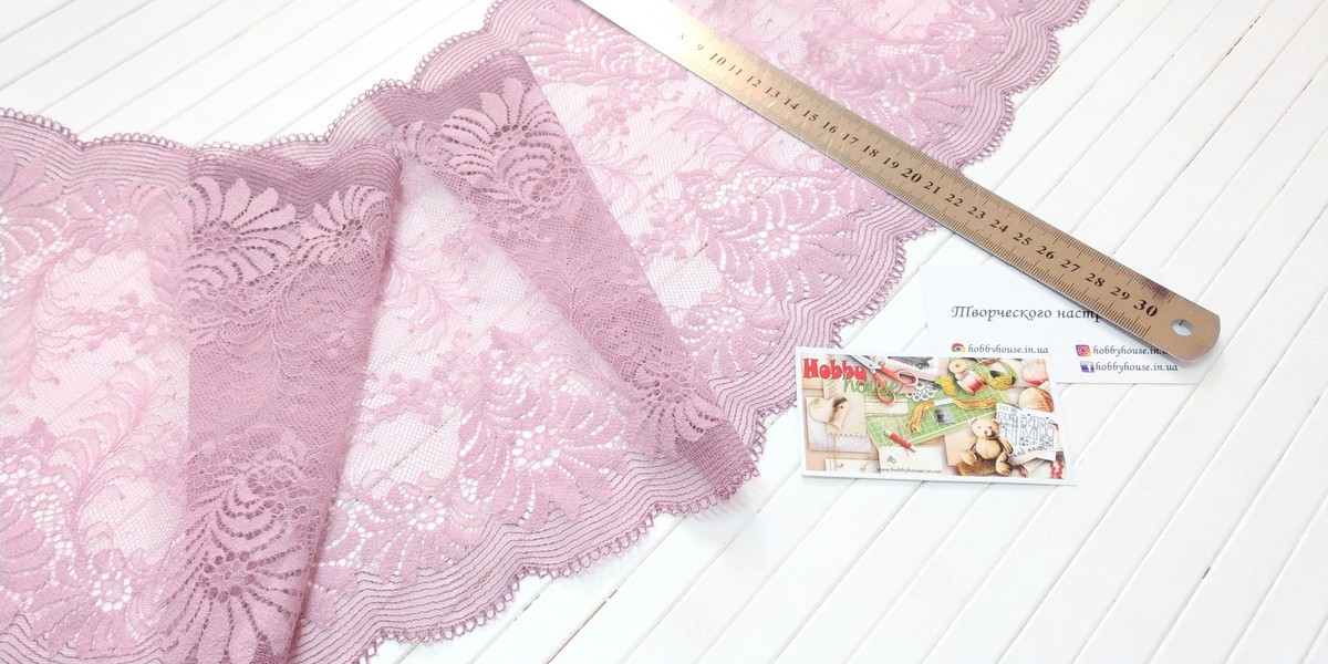 Стрейч-межево запорошена троянда шир 22 см арт 1535 - Зображення 2