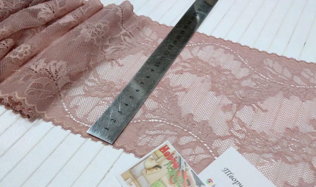 Кружево стрейч пыльная роза 17 см арт 1434 - Зображення 2