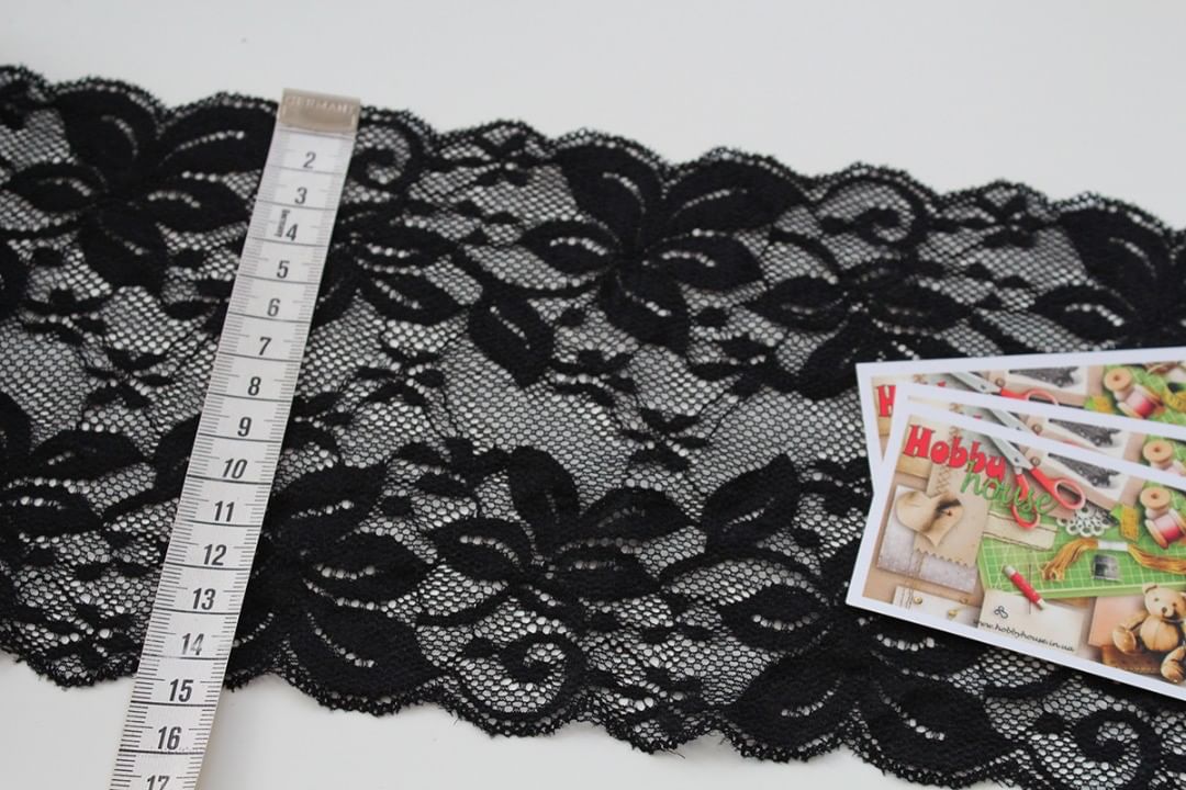 Кружево стрейч черное 14,5 см арт 0468