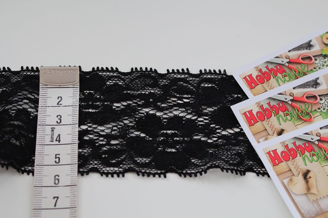 Кружево стрейч черное 5,5 см арт 0469