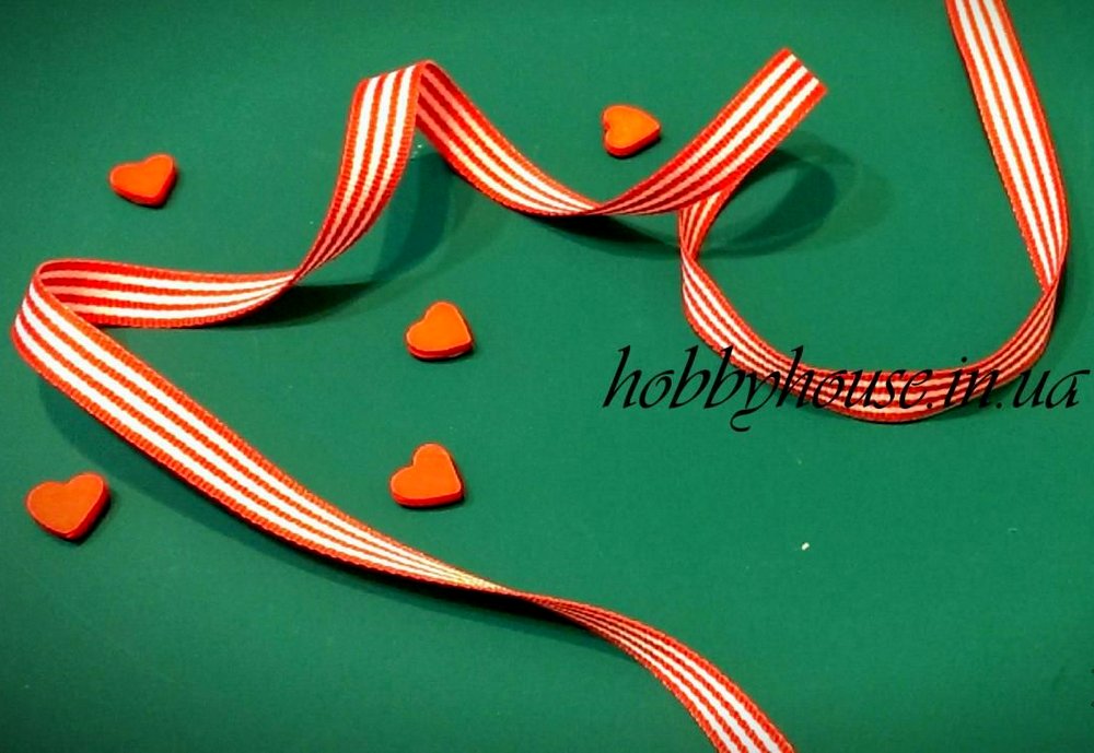 Лента репсовая бело-красная арт 0287