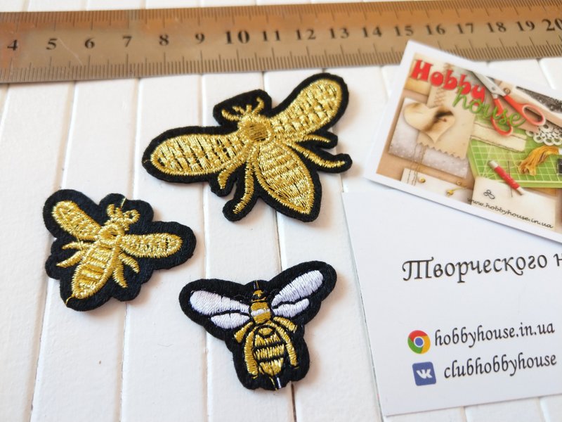Аппликация пчелы золото+белый маленькие арт 1240 - Зображення 2