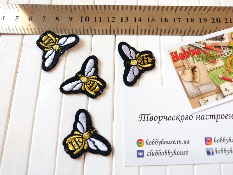 Аппликация пчелы золото+белый маленькие арт 1240