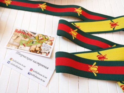 Резинка гуччи с пчелами 3,5 см арт 1241