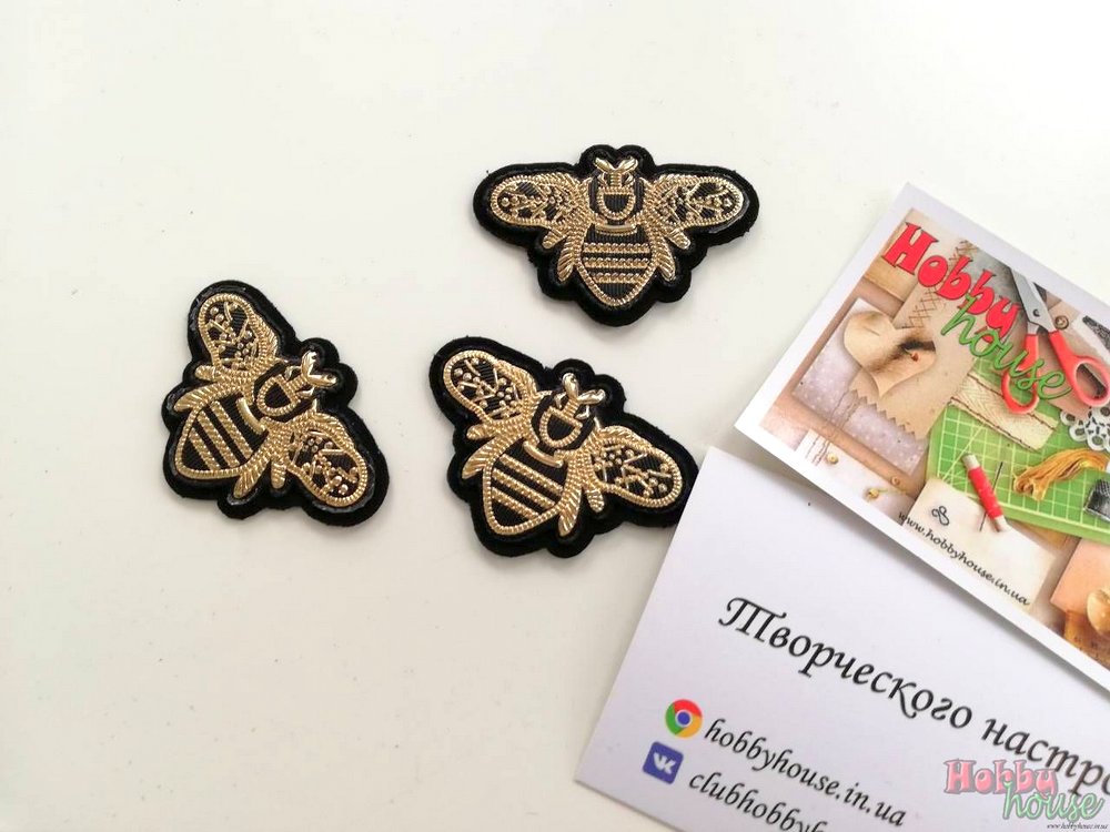 Аппликация пчелы золото на черном арт 1262