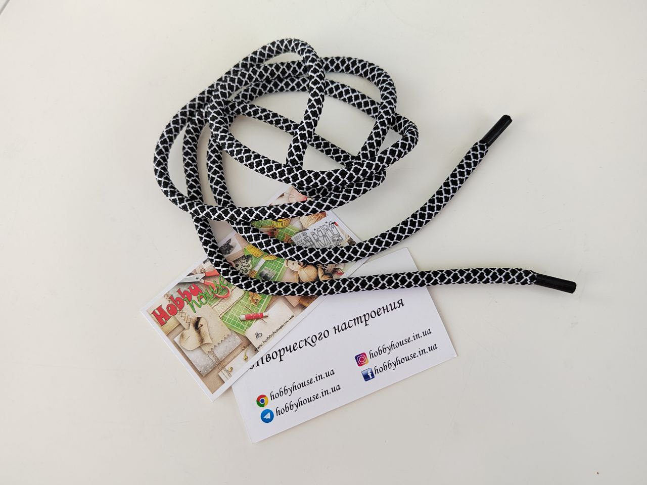 Шнур круглый черно-белый арт 0676 - Зображення 2