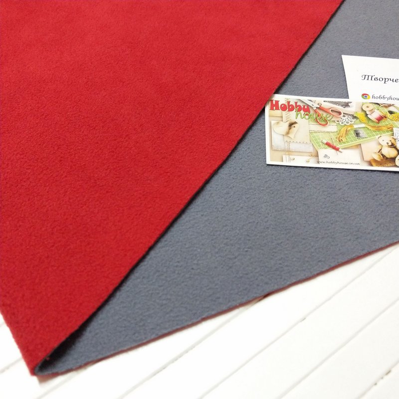 Флис двусторонний, красно-серый арт 0155 - Зображення 2