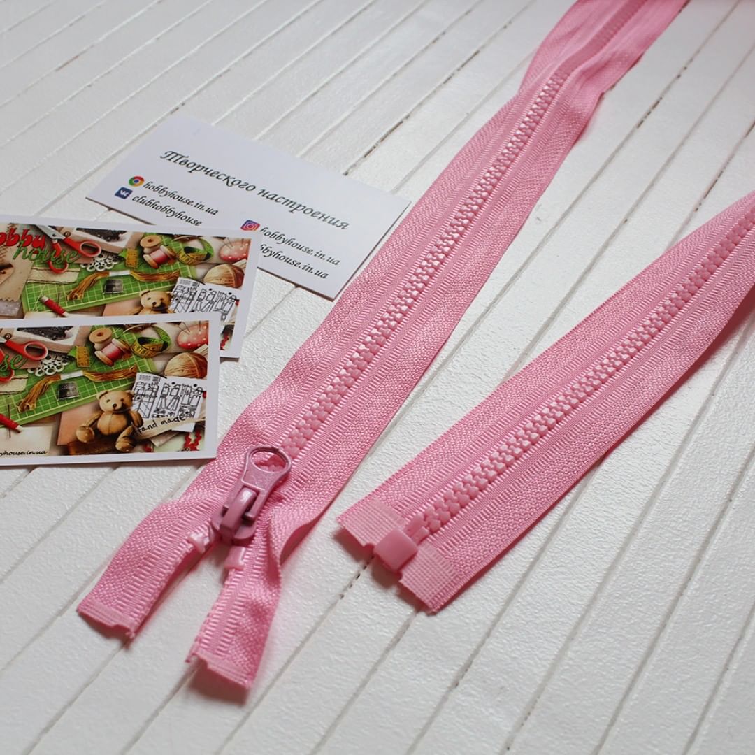 Молния трактор розовая бегунок петелька 80 см арт 0294