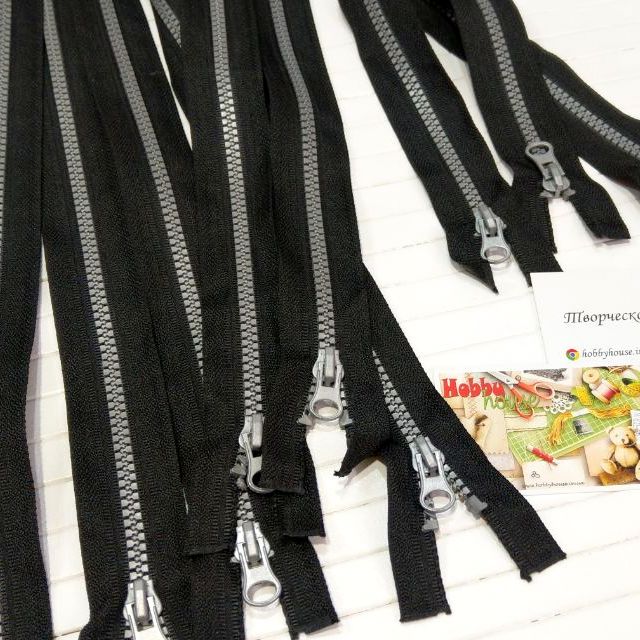 Молния трактор 80 см черная с серым зубом арт 0315 - Зображення 2