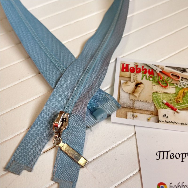 Молния трактор №3 голубая 50 см 1 бегунок арт 0372 - Зображення 2