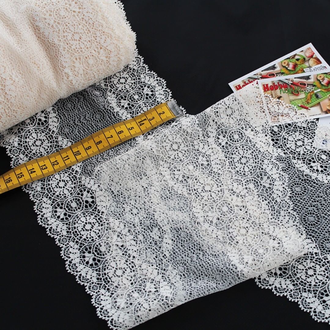 Стрейч-кружево молоко 617-К 15 см арт 0665