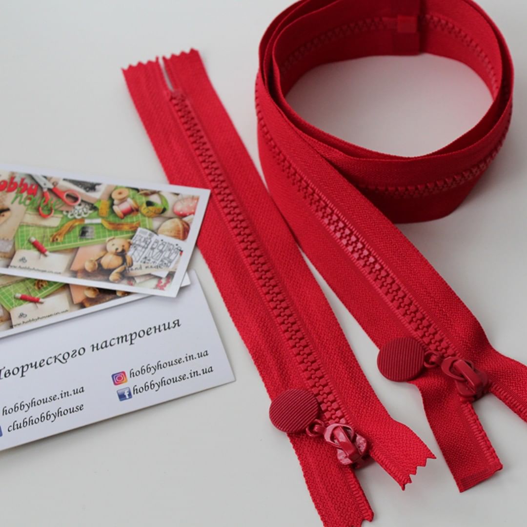 Молния трактор 80см красная с круглым бегунком арт 0753