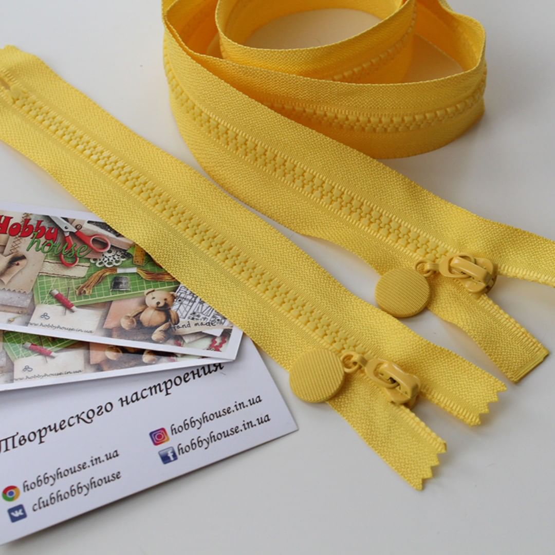 Молния трактор 80 см желтая с круглым пуллером арт 0873