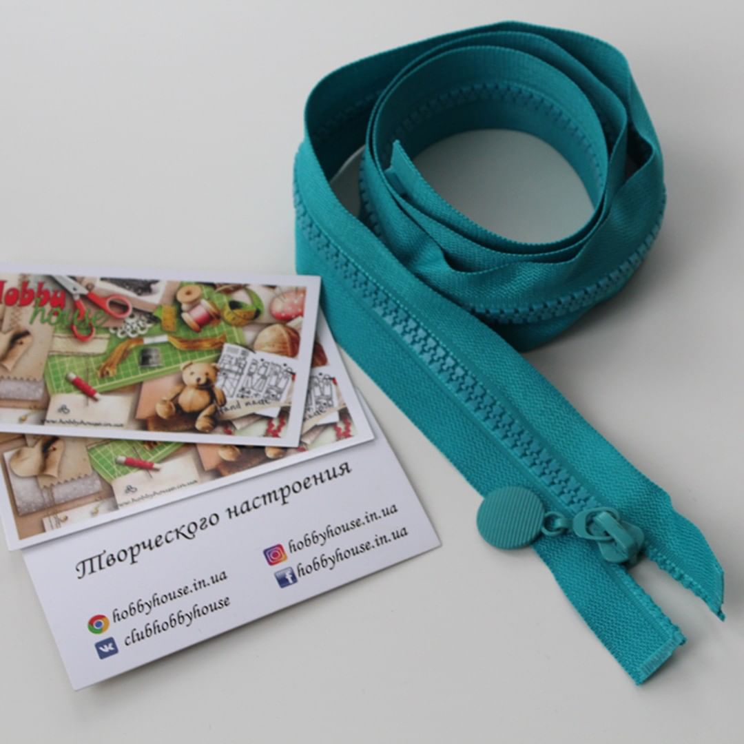 Блискавка трактор 80 см бірюза з круглим пулером арт 0894