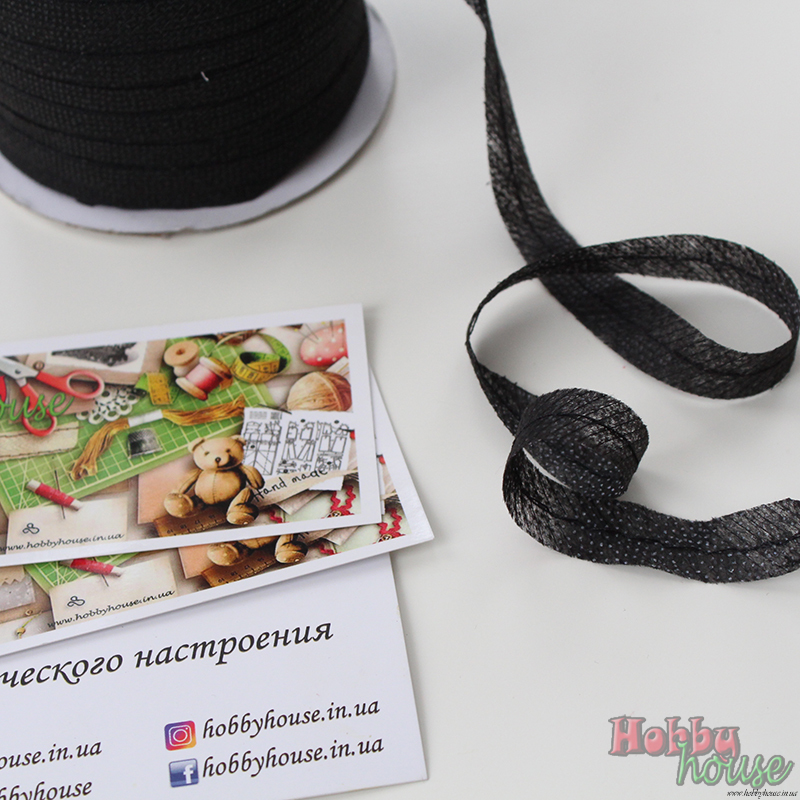 Нитепрошивная лента (строчка) черная 12 мм арт 0913