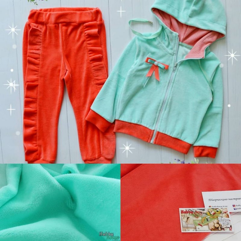 Велюр (бавовна) корал арт 1489 - Зображення 3