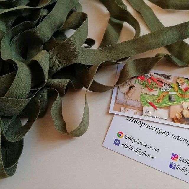 Бейка-резинка хаки матовая 1,5 см арт 1084