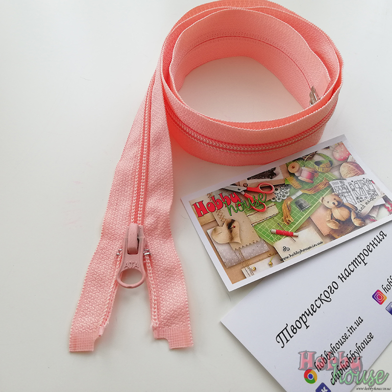 Молния спираль розовая пудра 75 см арт 1120