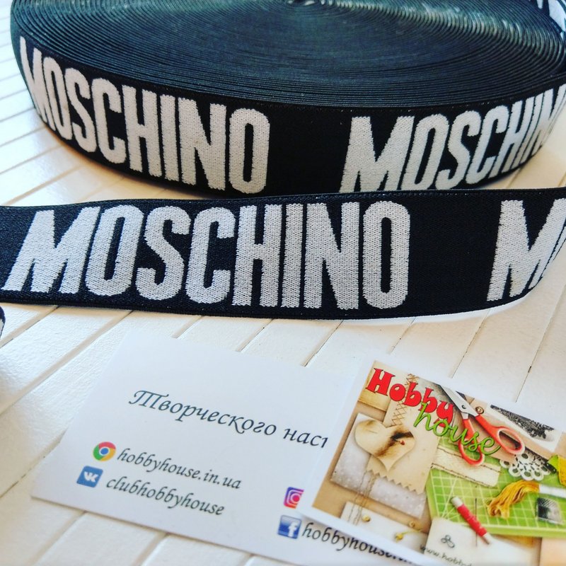 Резинка moschino 3,5 см черная с белым