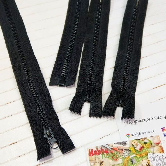 Молния трактор длинный зуб черный 80 см арт 1474 - Зображення 3