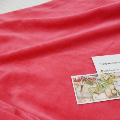 Велюр (бавовна) рожевий корал арт 1495 - Зображення 2