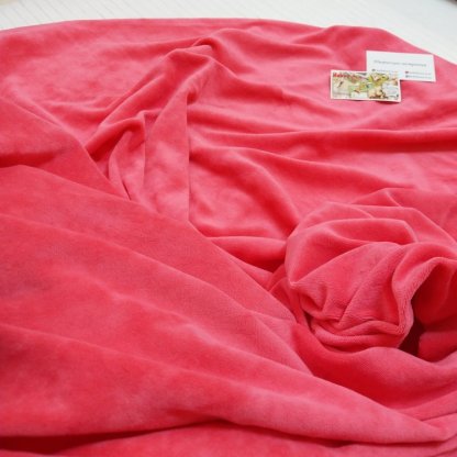 Велюр (бавовна) рожевий корал арт 1495 - Зображення 3