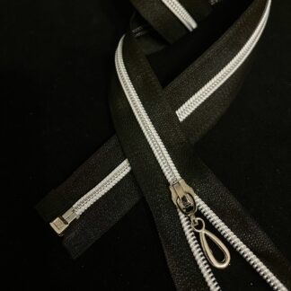 Молния черная спираль сильвер серебро 80 см арт 1022