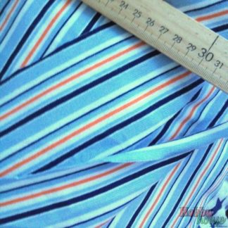 Рибана сине-бело-оранжевая полоска арт 0091