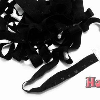 Бейка-резинка матовая черная с сердечками арт 0238