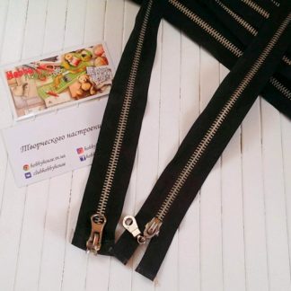 Молния металл тип5 черная 2 бегунка 75 см арт 0926