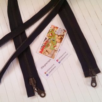 Молния металл тип8 черная 70 см 2 бегунка арт 0929