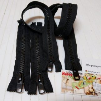 Молния трактор черная тип10 100 см 2 бегунка + 2 карманки арт 0973