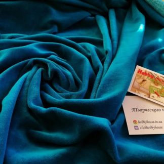 Велюр (бавовна) зелена бірюза арт 1148