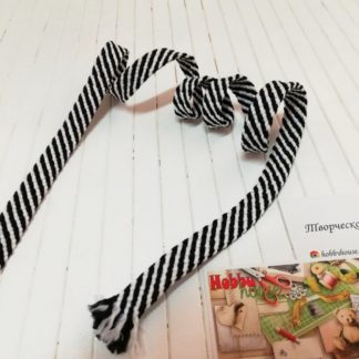 Шнур чорно-білий плаский 1,5 см метраж арт 1480