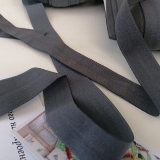 Бейка-резинка матовая темно-серая 2 см арт 0249