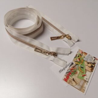 Молния спираль сильвер белая+золотое звено 95 см арт 0391