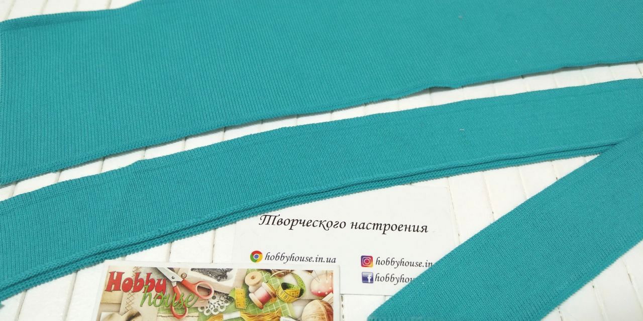 Комір + манжет темна м'ята до лакости з еластаном  арт. 1588 - Зображення 2