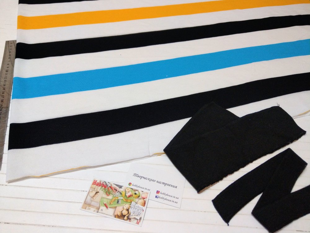 Лакоста 100% бавовна жовто-чорно-бірюзова смужка 180 см арт. 1628 - Зображення 3