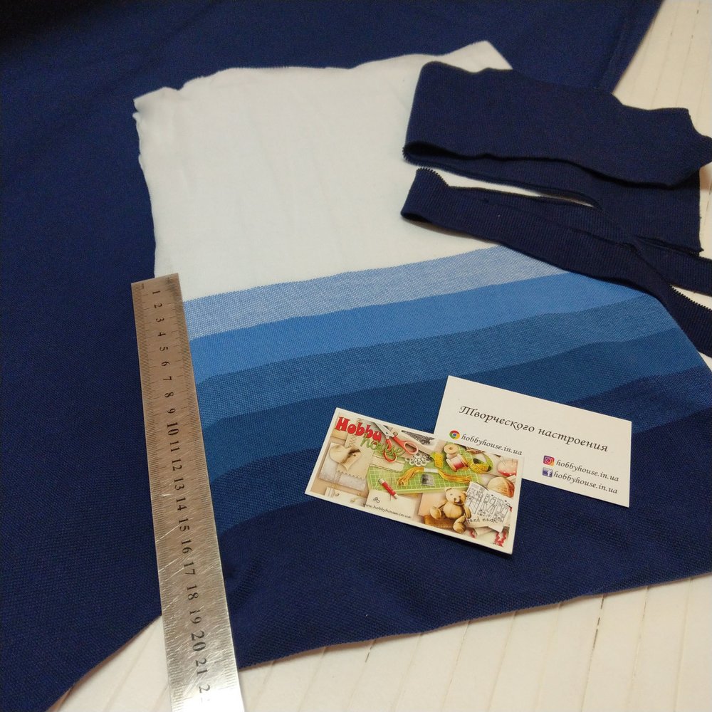 Лакоста 100%хб омбре синий джинс купон (190*80 см) арт. 1614 - Зображення 4