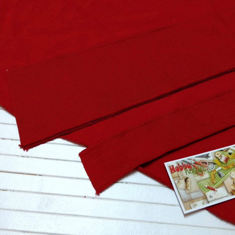 Комір + манжет червоний до лакости з еластаном арт. 1585 - Зображення 2