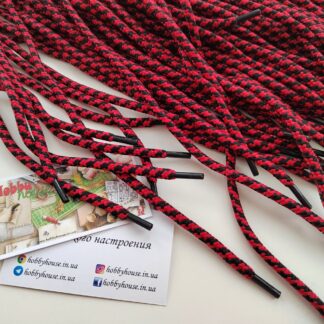 Шнур круглий червоно-чорнй 120 см арт. 1672
