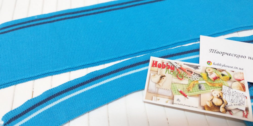 Воротник+Манжет блакитний з синіми смужками арт. 1684 - Зображення 2