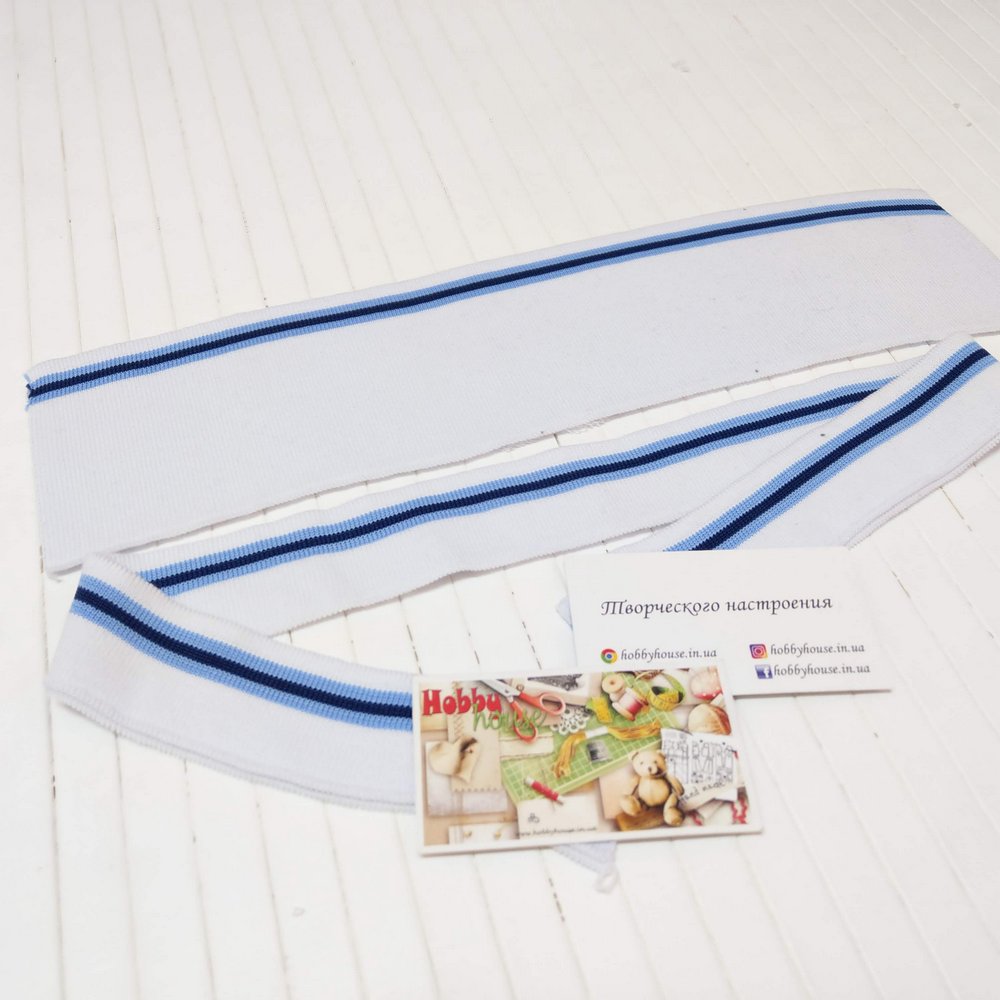 Комір білий з блакитою та синьою смужками арт. 1680 - Зображення 3