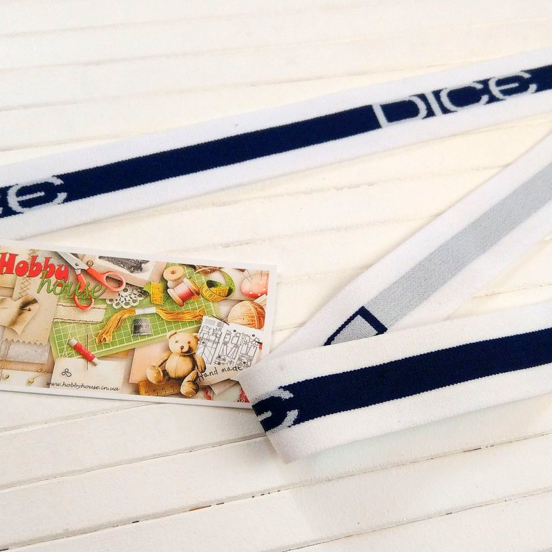 Резинка dice бело-синяя 3 см арт. 1721 - Зображення 2